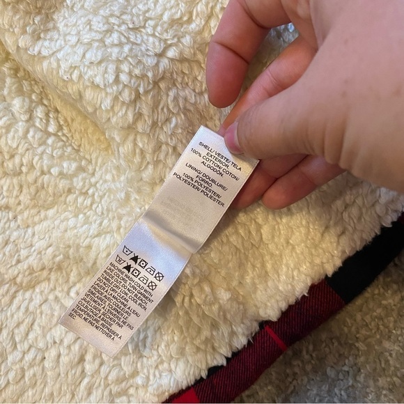 Lucky Brand Sherpa Lined Buffalo Plaid Button Down Jacket Small NEW Red Black - Picture 8 of 10